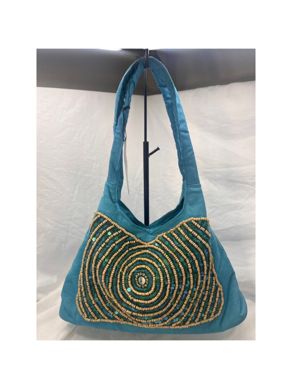 Zingara Zandelwood Turquoise Beaded Sequin Hobo Bag NWT